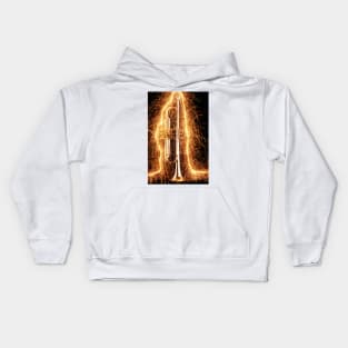 Trumpet outlined with sparks Kids Hoodie